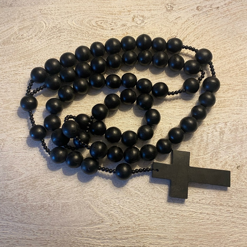 Black Beaded wooden cross